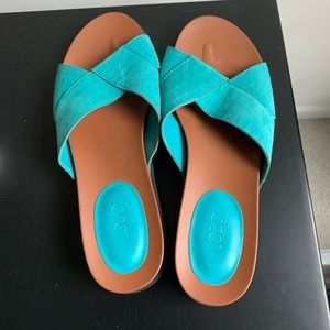 Teal Leather Sandals